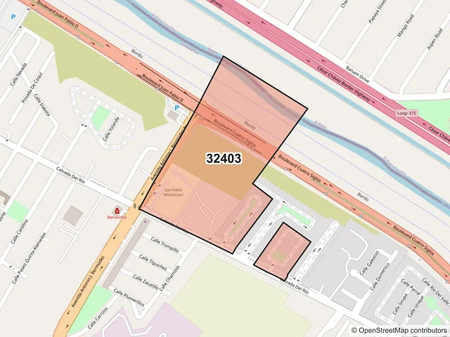 Mapa del código postal 32403, Juárez, Chihuahua