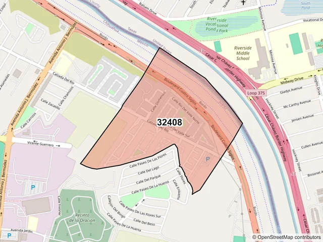Mapa del código postal 32408, Juárez, Chihuahua