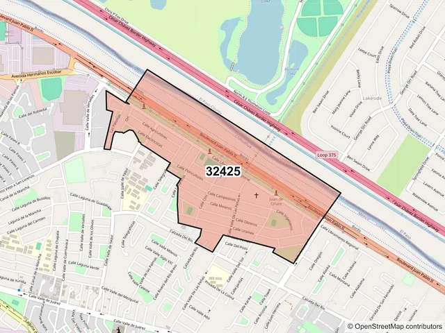 Mapa del código postal 32425, Juárez, Chihuahua