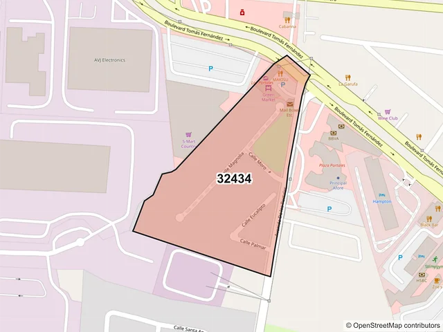 Mapa del código postal 32434, Juárez, Chihuahua
