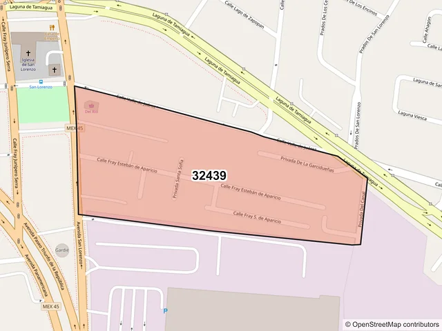 Mapa del código postal 32439, Juárez, Chihuahua