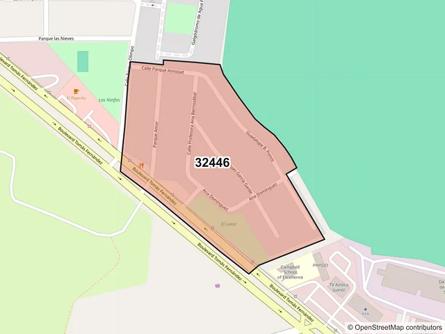 Mapa del código postal 32446, Juárez, Chihuahua