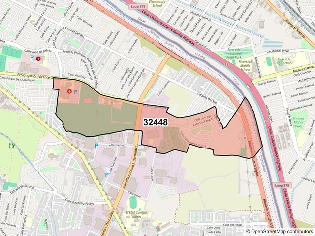 Mapa del código postal 32448, Juárez, Chihuahua