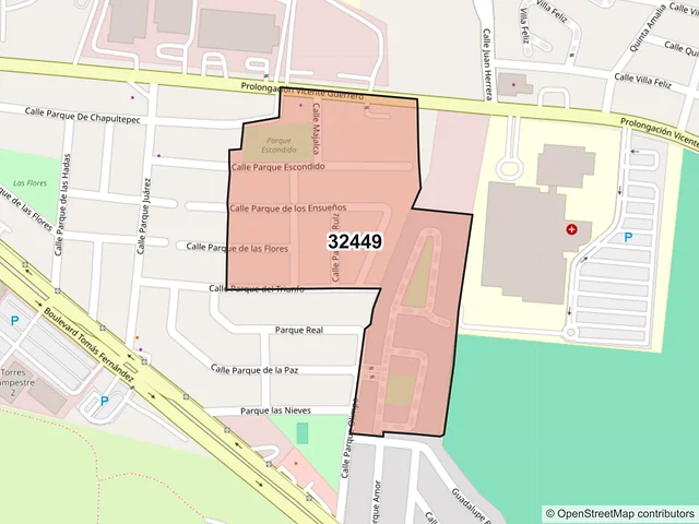 Mapa del código postal 32449, Juárez, Chihuahua