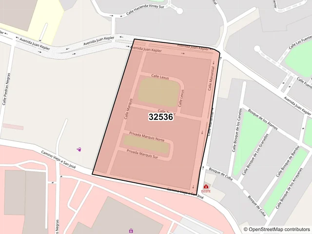 Mapa del código postal 32536, Juárez, Chihuahua