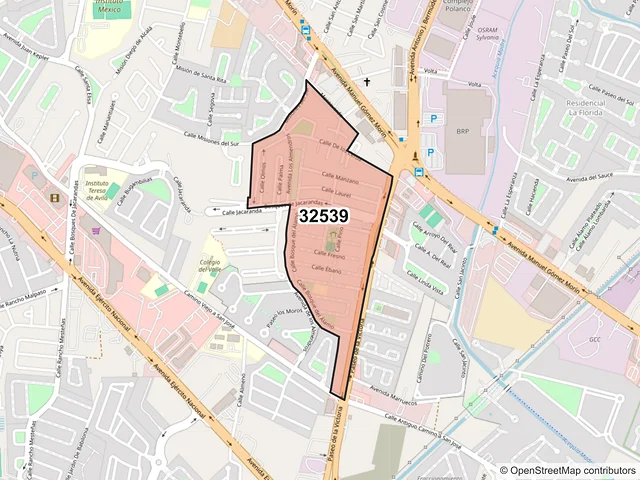 Mapa del código postal 32539, Juárez, Chihuahua