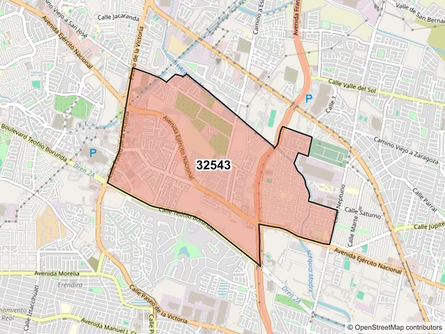 Mapa del código postal 32543, Juárez, Chihuahua