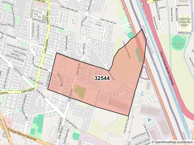 Mapa del código postal 32544, Juárez, Chihuahua