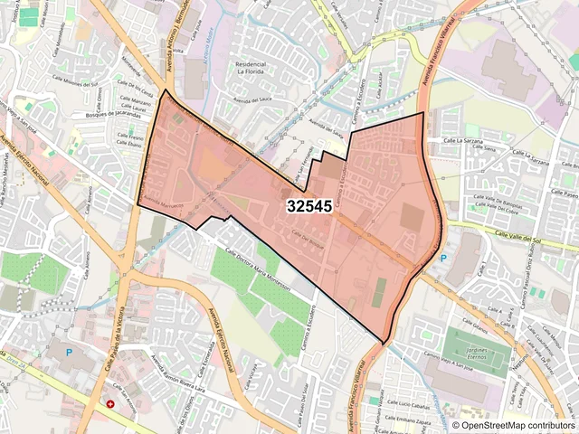 Mapa del código postal 32545, Juárez, Chihuahua