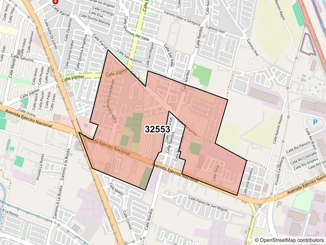 Mapa del código postal 32553, Juárez, Chihuahua