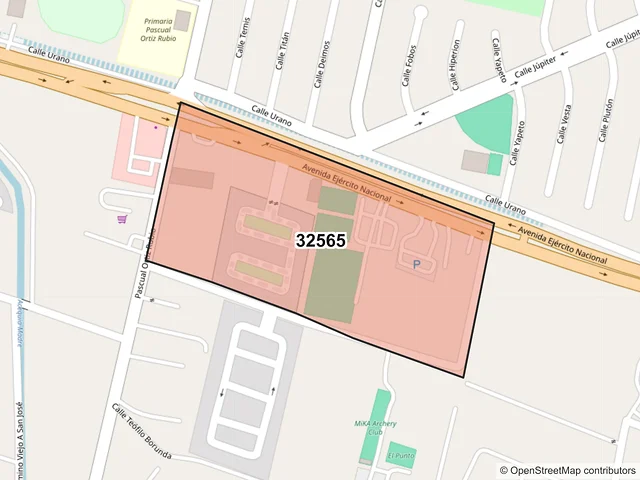 Mapa del código postal 32565, Juárez, Chihuahua