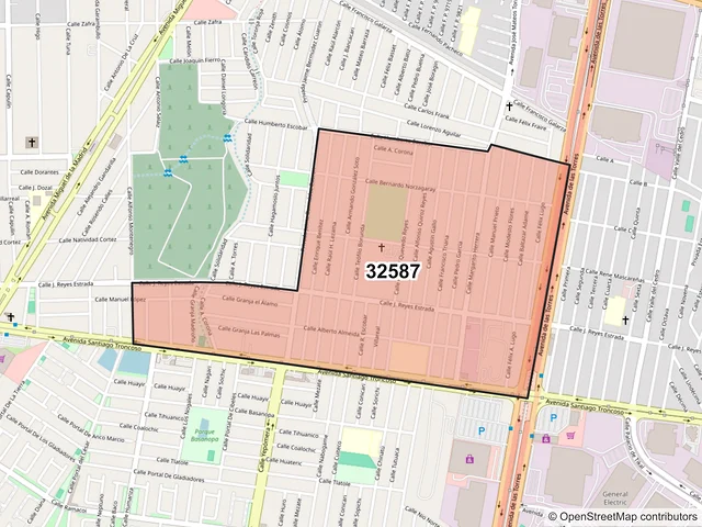 Mapa del código postal 32587, Juárez, Chihuahua