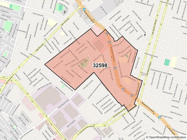 Mapa del código postal 32598, Juárez, Chihuahua