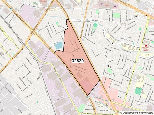Mapa del código postal 32620, Juárez, Chihuahua