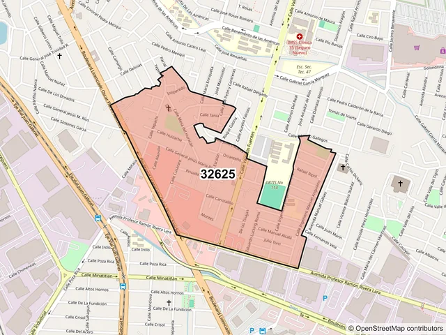 Mapa del código postal 32625, Juárez, Chihuahua