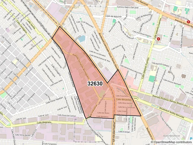 Mapa del código postal 32630, Juárez, Chihuahua