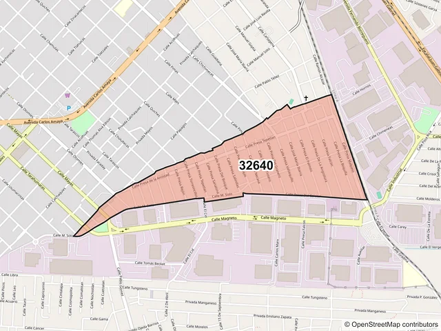 Mapa del código postal 32640, Juárez, Chihuahua