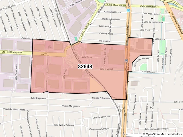 Mapa del código postal 32648, Juárez, Chihuahua
