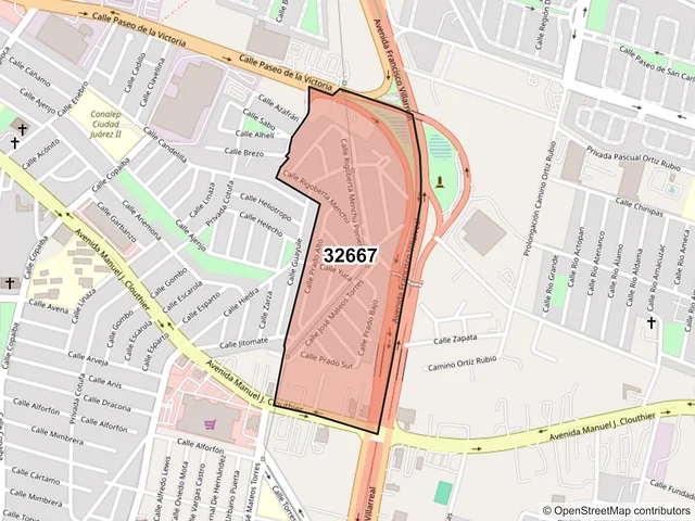 Mapa del código postal 32667, Juárez, Chihuahua