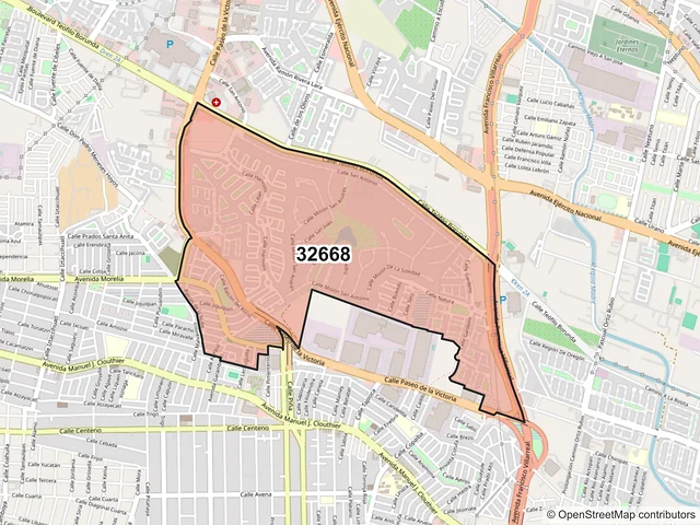 Mapa del código postal 32668, Juárez, Chihuahua