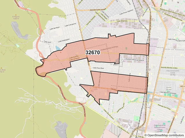 Mapa del código postal 32670, Juárez, Chihuahua