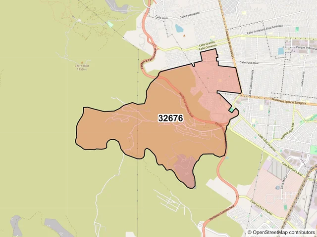 Mapa del código postal 32676, Juárez, Chihuahua
