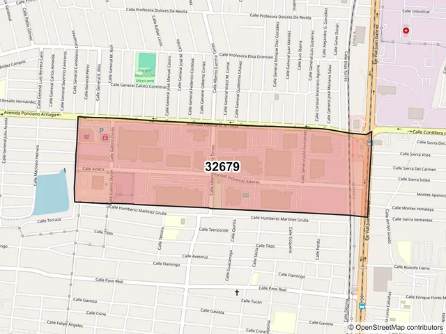 Mapa del código postal 32679, Juárez, Chihuahua