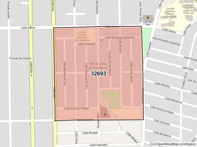 Mapa del código postal 32693, Juárez, Chihuahua
