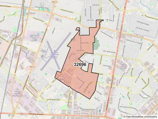 Mapa del código postal 32696, Juárez, Chihuahua