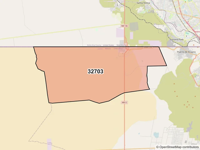 Mapa del código postal 32703, Juárez, Chihuahua