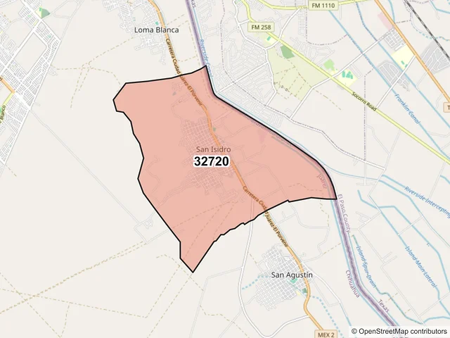 Mapa del código postal 32720, Juárez, Chihuahua