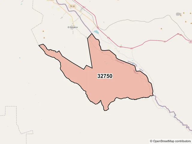 Mapa del código postal 32750, Guadalupe, Chihuahua