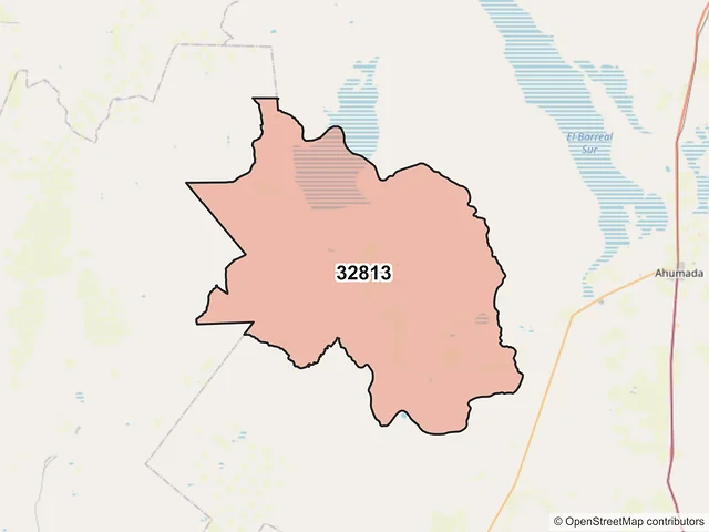 Mapa del código postal 32813, Ahumada, Chihuahua