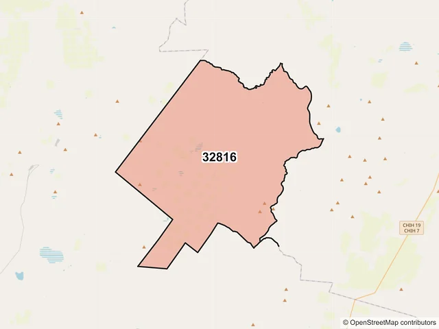Mapa del código postal 32816, Ahumada, Chihuahua