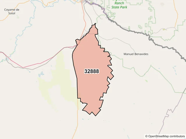 Mapa del código postal 32888, Ojinaga, Chihuahua