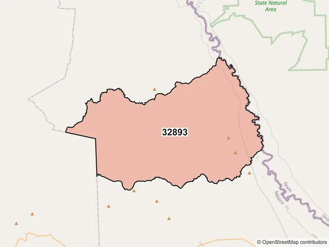 Mapa del código postal 32893, Ojinaga, Chihuahua