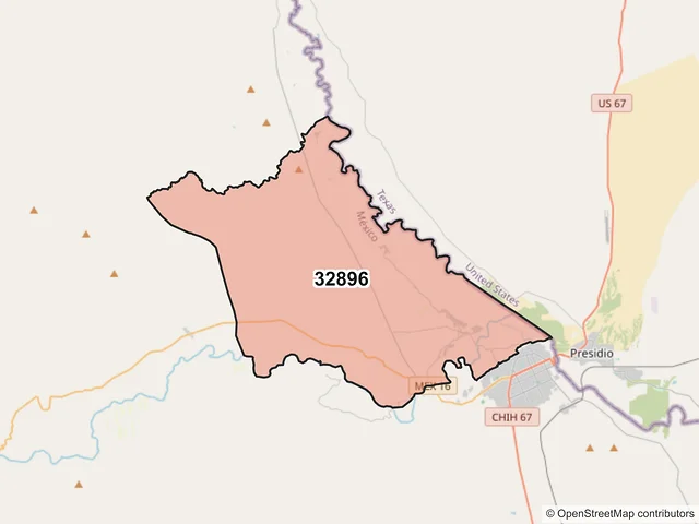 Mapa del código postal 32896, Ojinaga, Chihuahua