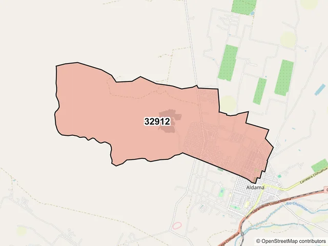 Mapa del código postal 32912, Aldama, Chihuahua
