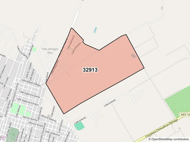 Mapa del código postal 32913, Aldama, Chihuahua