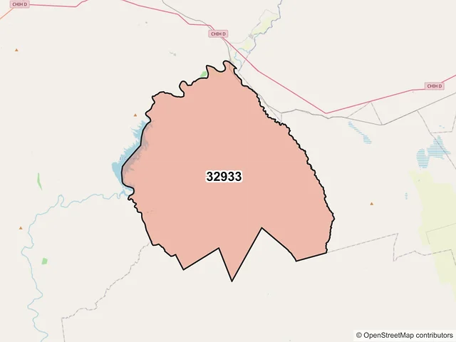 Mapa del código postal 32933, Aldama, Chihuahua