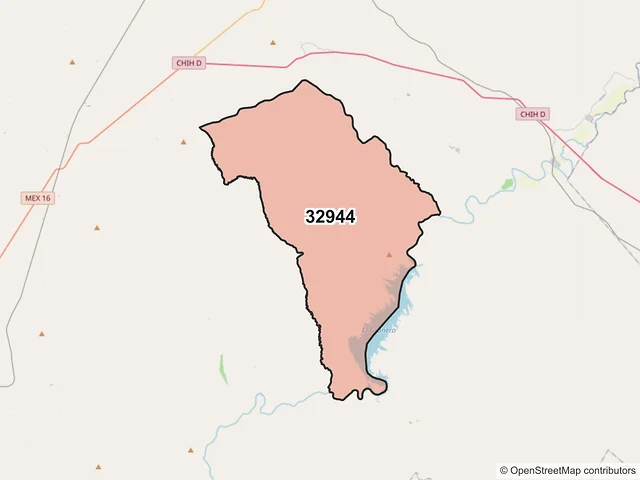 Mapa del código postal 32944, Aldama, Chihuahua