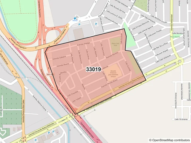 Mapa del código postal 33019, Delicias, Chihuahua