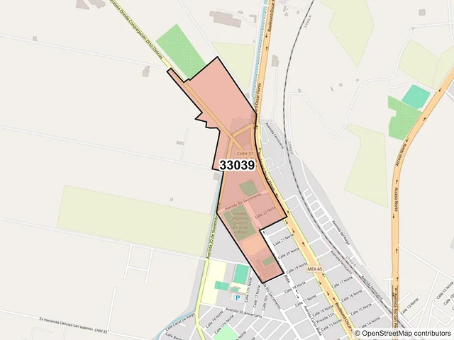 Mapa del código postal 33039, Delicias, Chihuahua