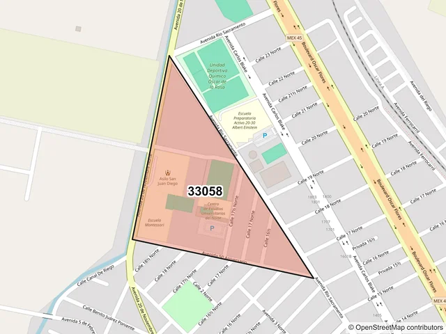 Mapa del código postal 33058, Delicias, Chihuahua