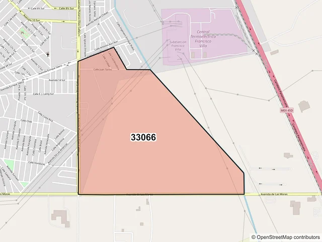 Mapa del código postal 33066, Delicias, Chihuahua