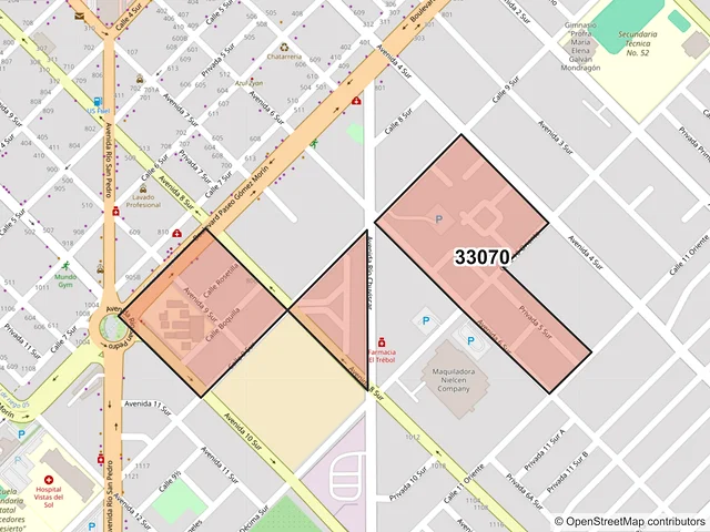 Mapa del código postal 33070, Delicias, Chihuahua