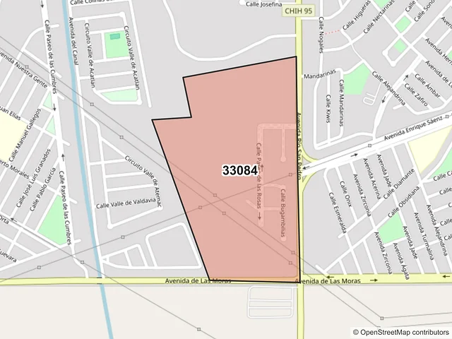 Mapa del código postal 33084, Delicias, Chihuahua