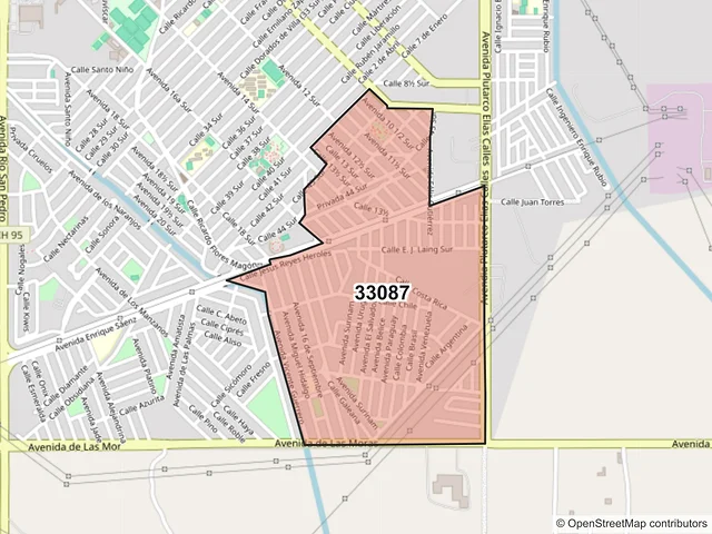 Mapa del código postal 33087, Delicias, Chihuahua