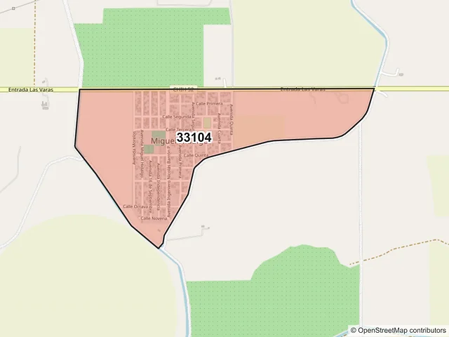 Mapa del código postal 33104, Delicias, Chihuahua