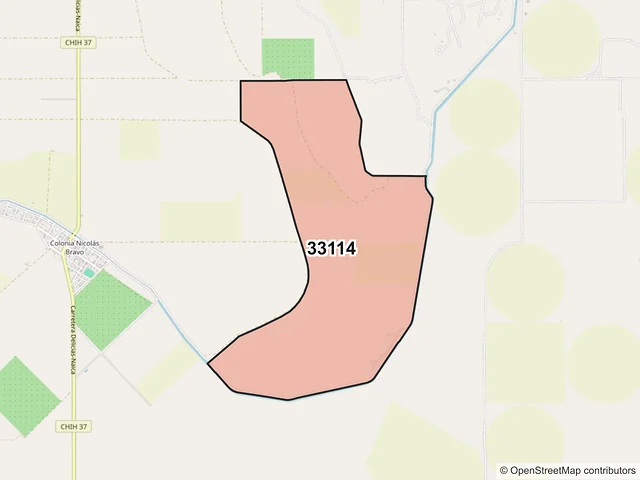 Mapa del código postal 33114, Delicias, Chihuahua